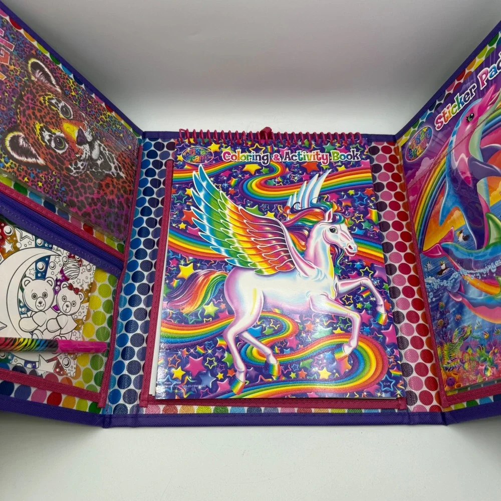 Lisa Frank Activity Set Kids Purple Tikanni Husky Rainbow Art Kit Case NEW